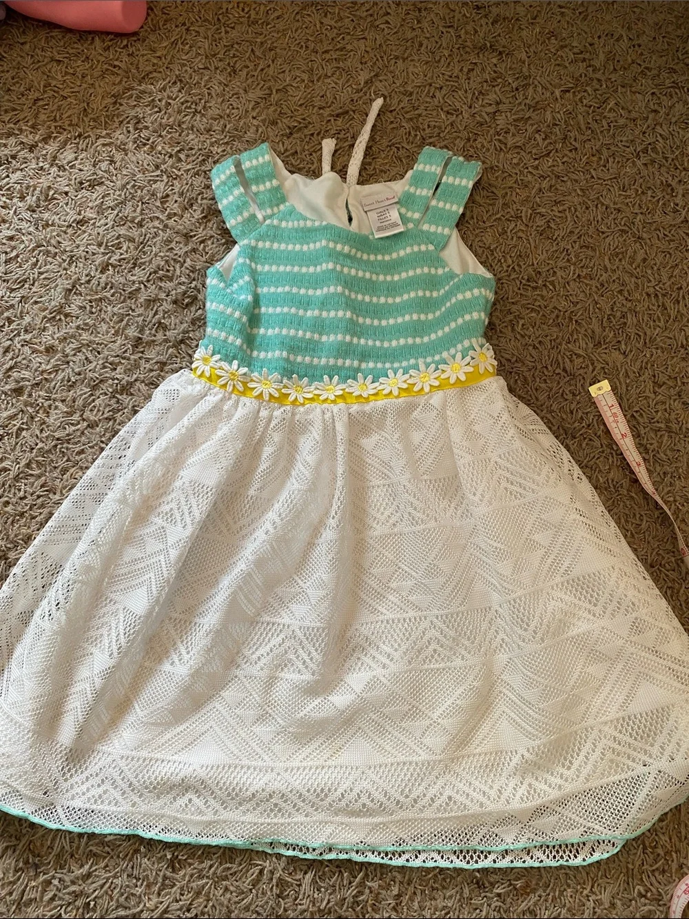 Sweet Heart Rose Aqua and White Daisy-Trim Formal Dress/ 5